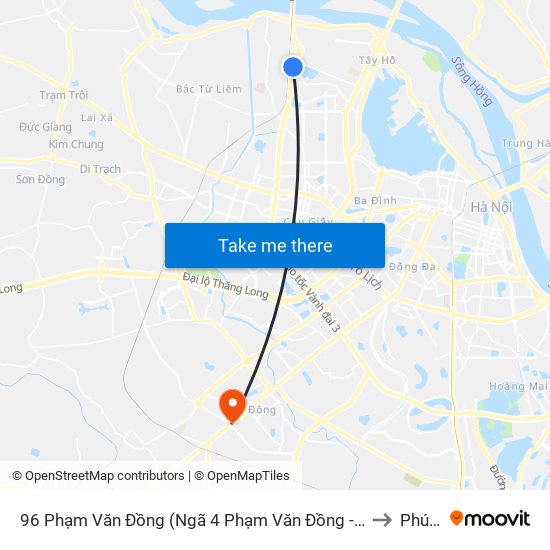 96 Phạm Văn Đồng (Ngã 4 Phạm Văn Đồng - Xuân Đỉnh) to Phú La map