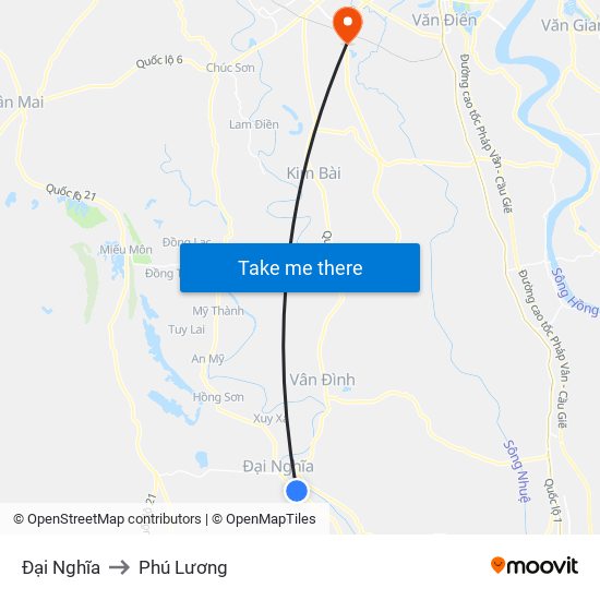 Đại Nghĩa to Phú Lương map