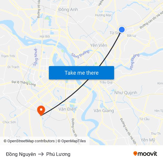 Đồng Nguyên to Phú Lương map