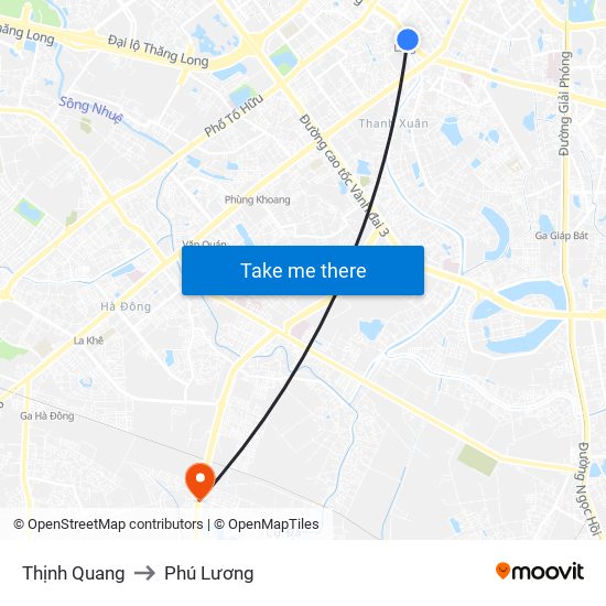 Thịnh Quang to Phú Lương map