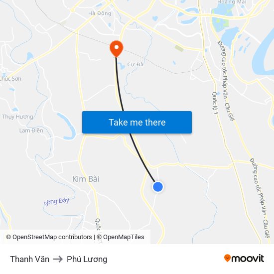 Thanh Văn to Phú Lương map