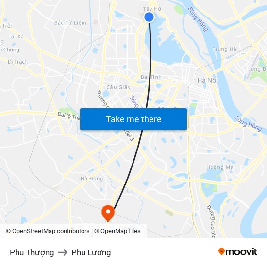 Phú Thượng to Phú Lương map