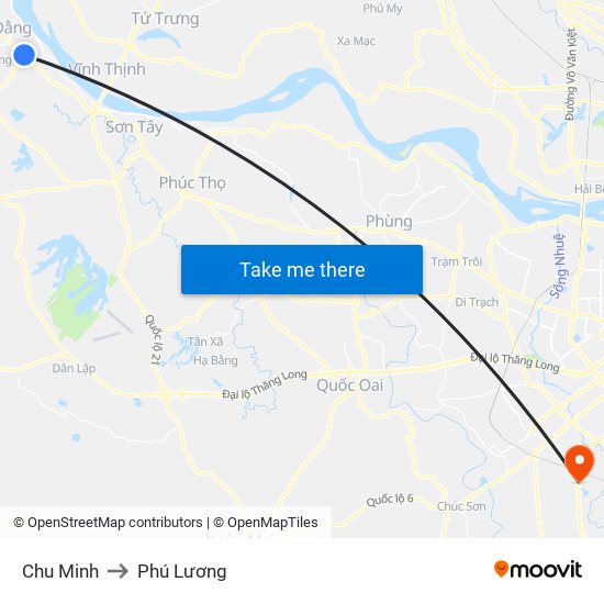 Chu Minh to Phú Lương map