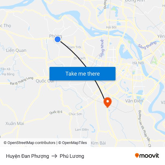 Huyện Đan Phượng to Phú Lương map