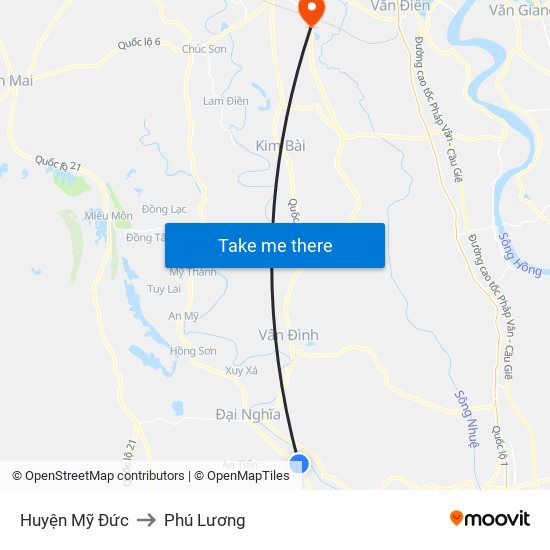 Huyện Mỹ Đức to Phú Lương map