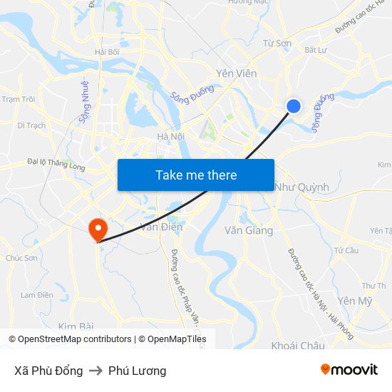 Xã Phù Đổng to Phú Lương map