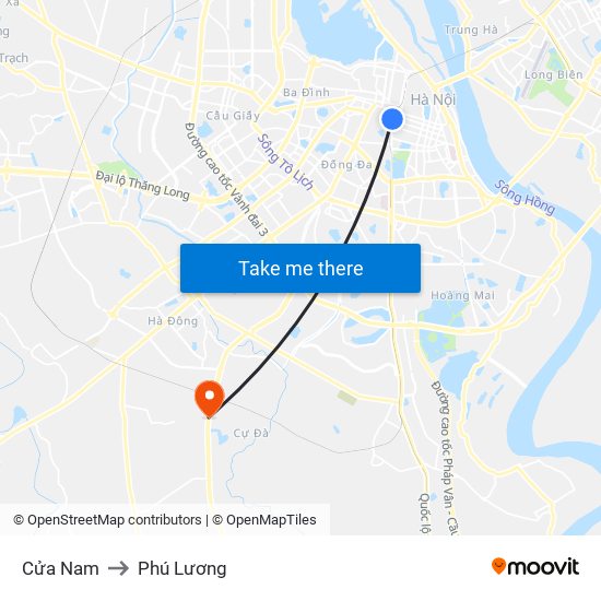 Cửa Nam to Phú Lương map
