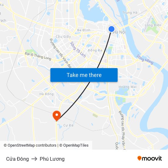 Cửa Đông to Phú Lương map