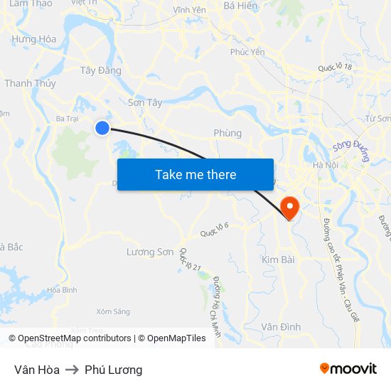 Vân Hòa to Phú Lương map