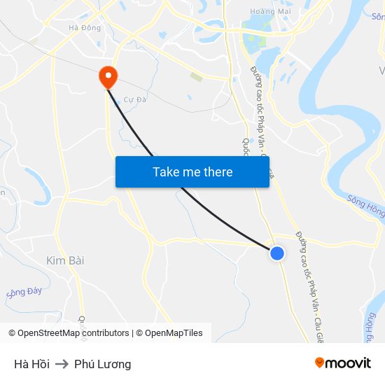 Hà Hồi to Phú Lương map