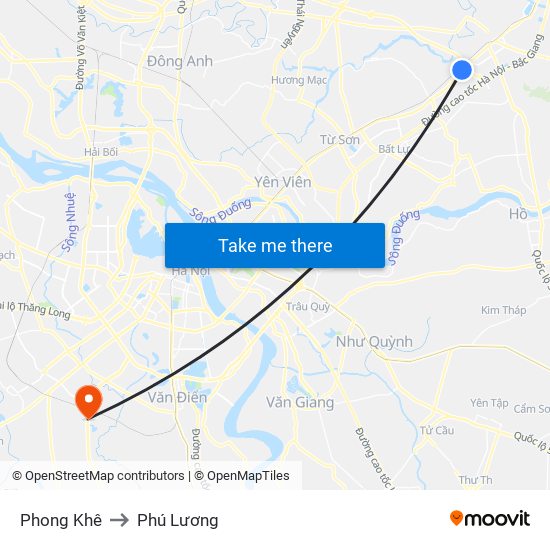 Phong Khê to Phú Lương map