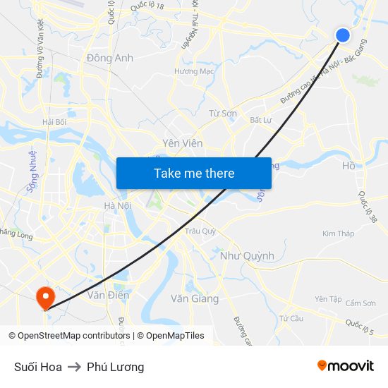 Suối Hoa to Phú Lương map