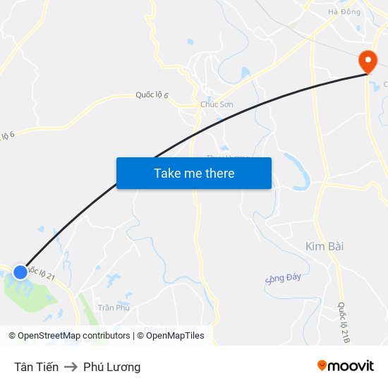 Tân Tiến to Phú Lương map