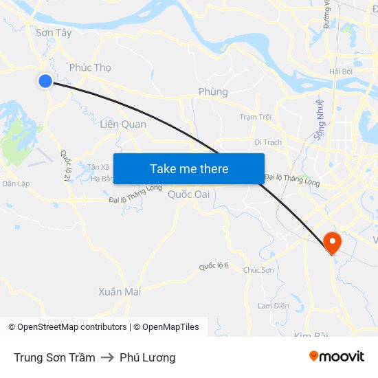 Trung Sơn Trầm to Phú Lương map
