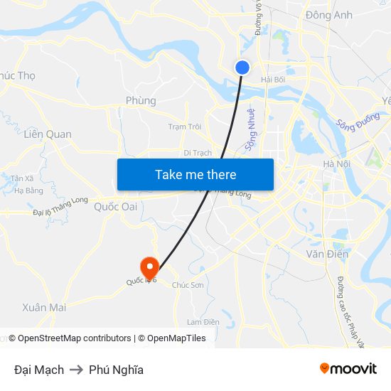 Đại Mạch to Phú Nghĩa map