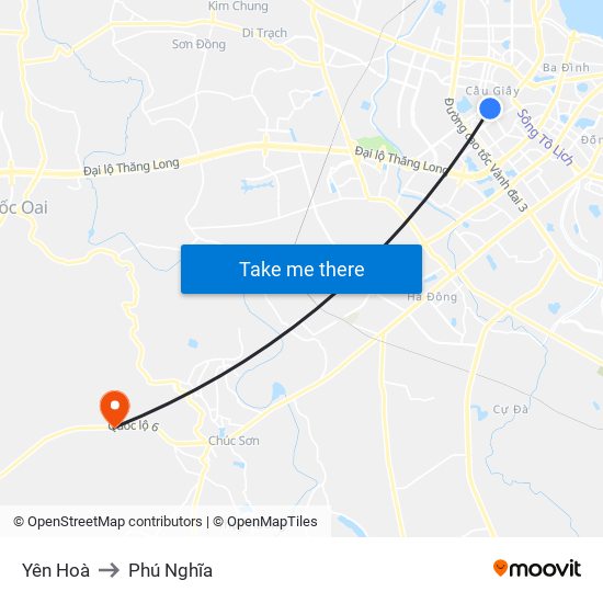 Yên Hoà to Phú Nghĩa map