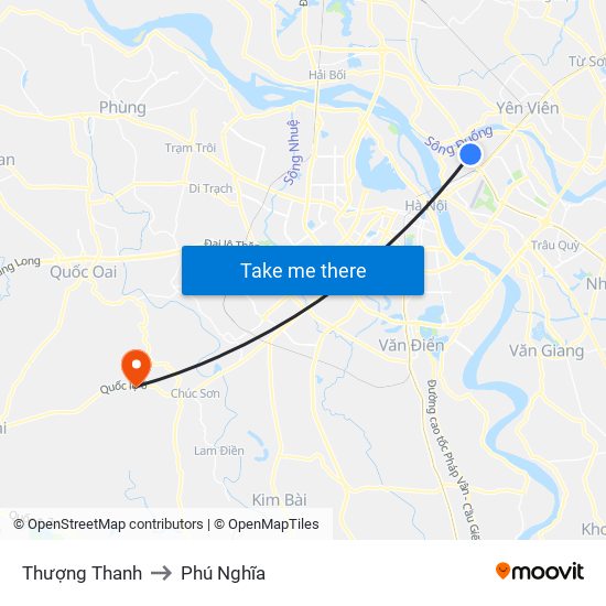 Thượng Thanh to Phú Nghĩa map