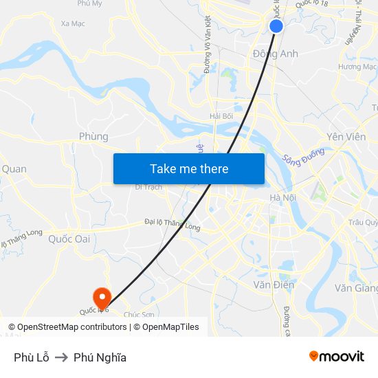 Phù Lỗ to Phú Nghĩa map