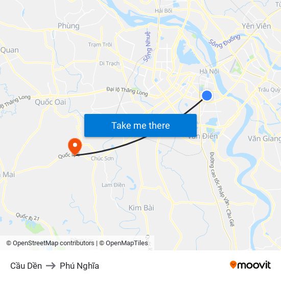 Cầu Dền to Phú Nghĩa map