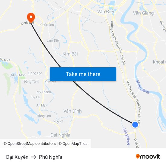 Đại Xuyên to Phú Nghĩa map