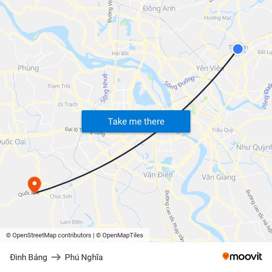 Đình Bảng to Phú Nghĩa map