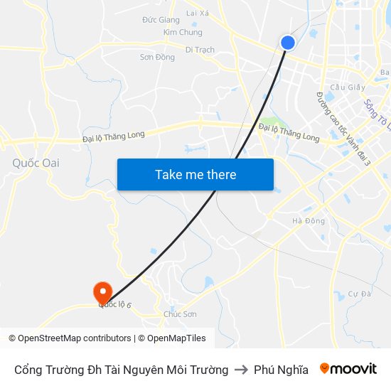 Cổng Trường Đh Tài Nguyên Môi Trường to Phú Nghĩa map