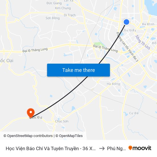 Học Viện Báo Chí Và Tuyên Truyền - 36 Xuân Thủy to Phú Nghĩa map