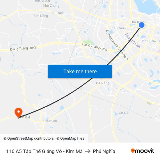 116 A5 Tập Thể Giảng Võ - Kim Mã to Phú Nghĩa map