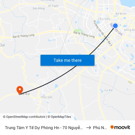 Trung Tâm Y Tế Dự Phòng Hn - 70 Nguyễn Chí Thanh to Phú Nghĩa map