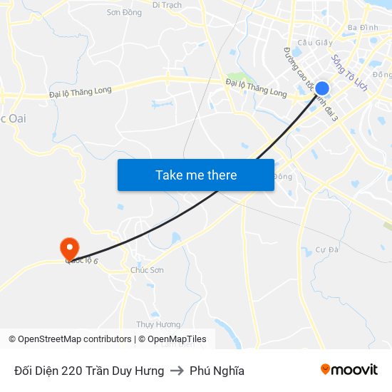 Đối Diện 220 Trần Duy Hưng to Phú Nghĩa map
