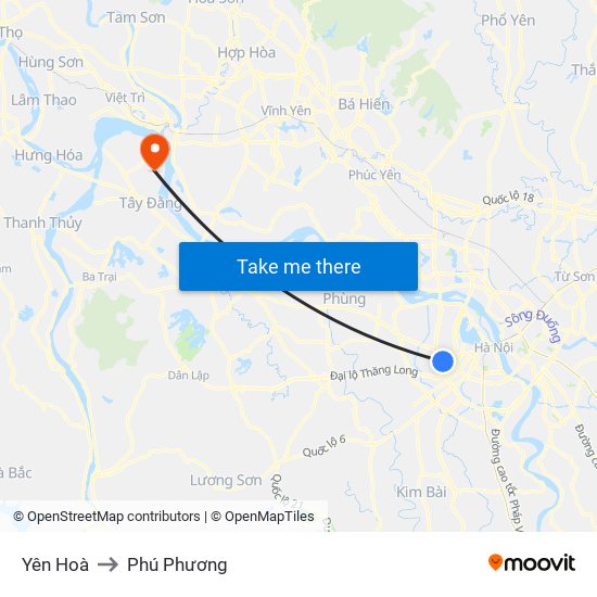 Yên Hoà to Phú Phương map