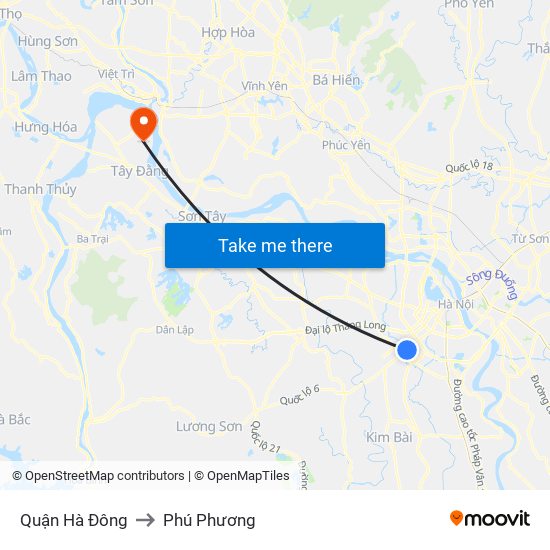 Quận Hà Đông to Phú Phương map