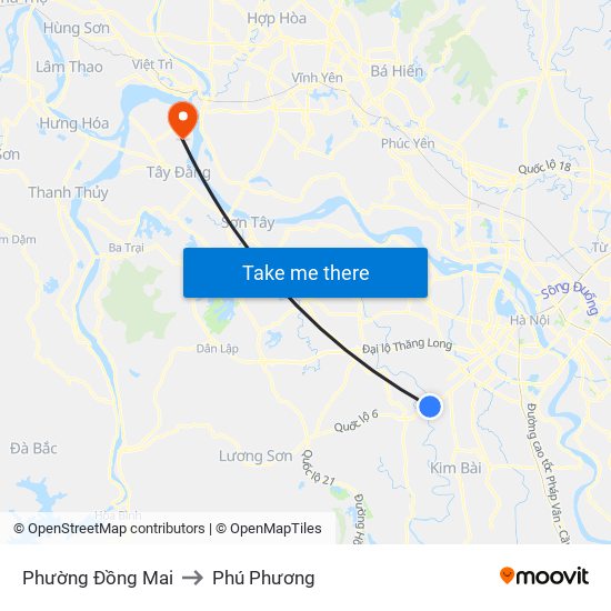 Phường Đồng Mai to Phú Phương map