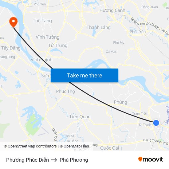 Phường Phúc Diễn to Phú Phương map