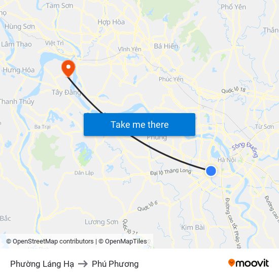 Phường Láng Hạ to Phú Phương map