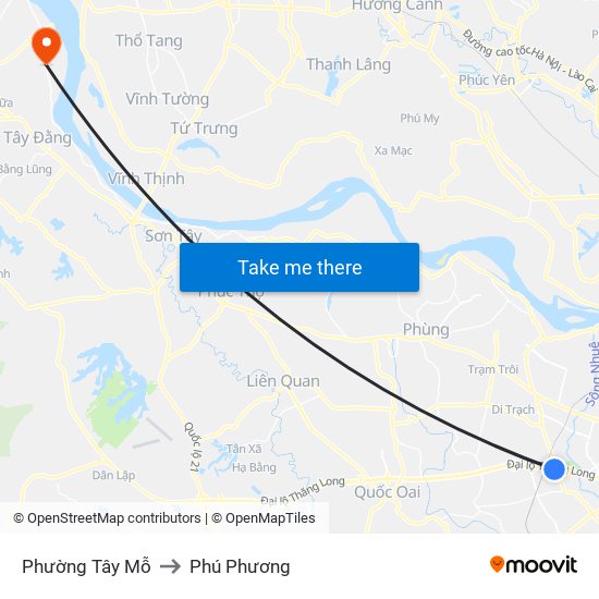 Phường Tây Mỗ to Phú Phương map