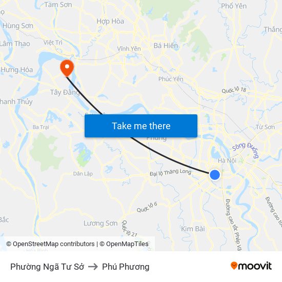 Phường Ngã Tư Sở to Phú Phương map