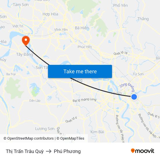 Thị Trấn Trâu Quỳ to Phú Phương map