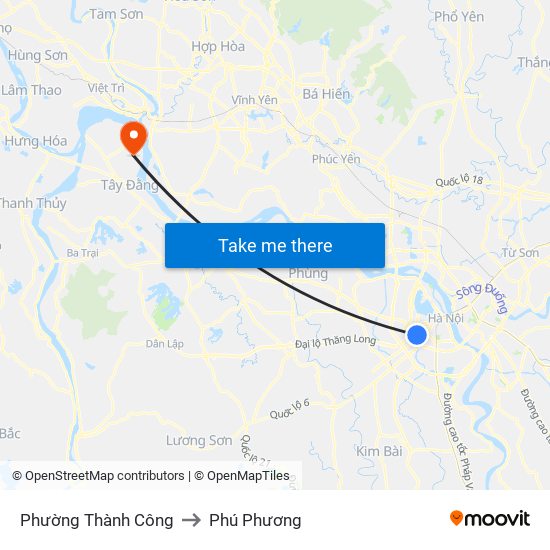 Phường Thành Công to Phú Phương map