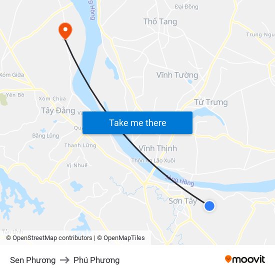 Sen Phương to Phú Phương map