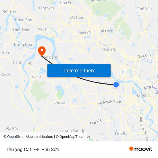 Thượng Cát to Phú Sơn map