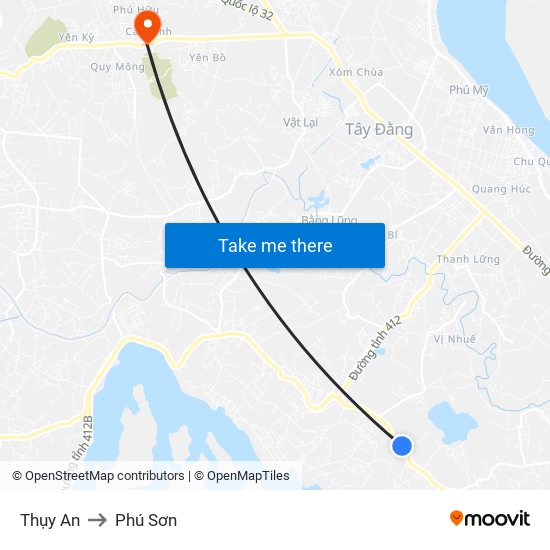 Thụy An to Phú Sơn map