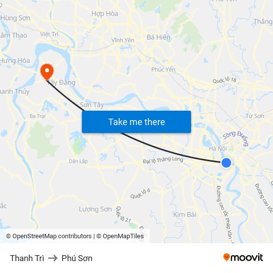 Thanh Trì to Phú Sơn map