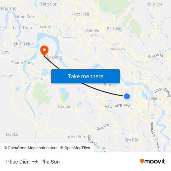 Phúc Diễn to Phú Sơn map