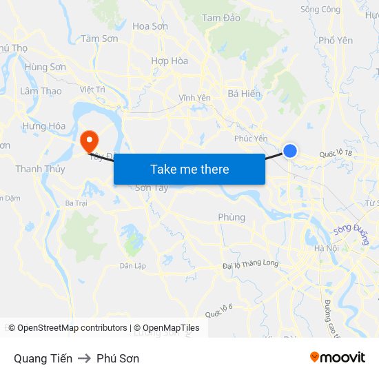 Quang Tiến to Phú Sơn map