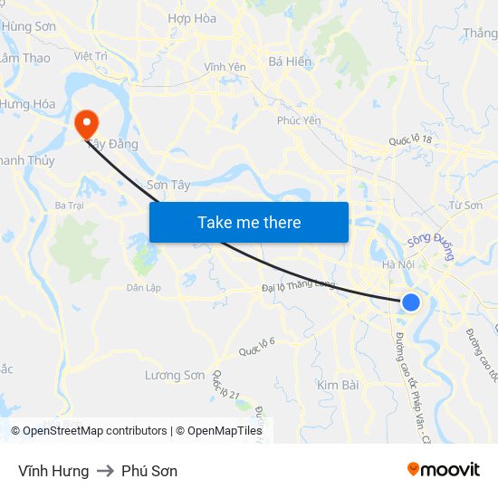 Vĩnh Hưng to Phú Sơn map