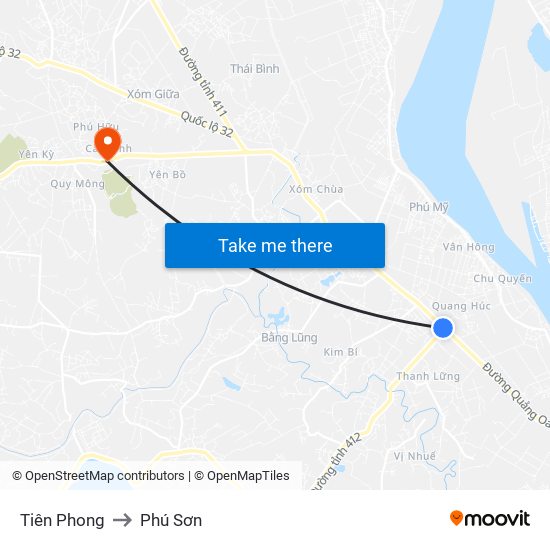 Tiên Phong to Phú Sơn map