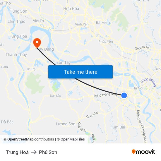 Trung Hoà to Phú Sơn map