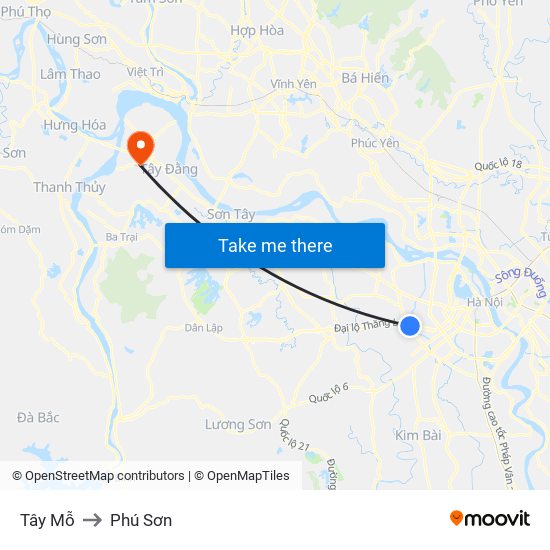 Tây Mỗ to Phú Sơn map