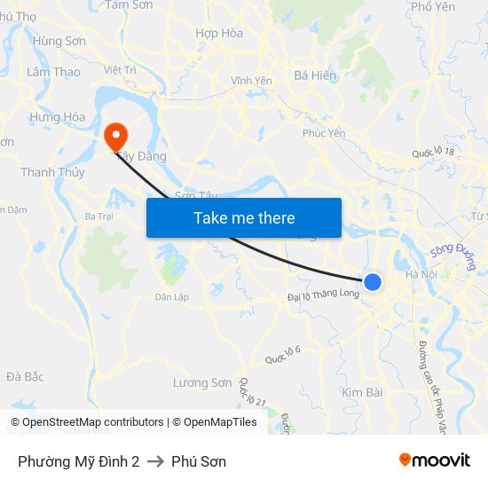 Phường Mỹ Đình 2 to Phú Sơn map